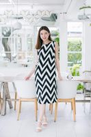 Mommade ชุดให้นม เดรสให้นม zigzag long  basic dress