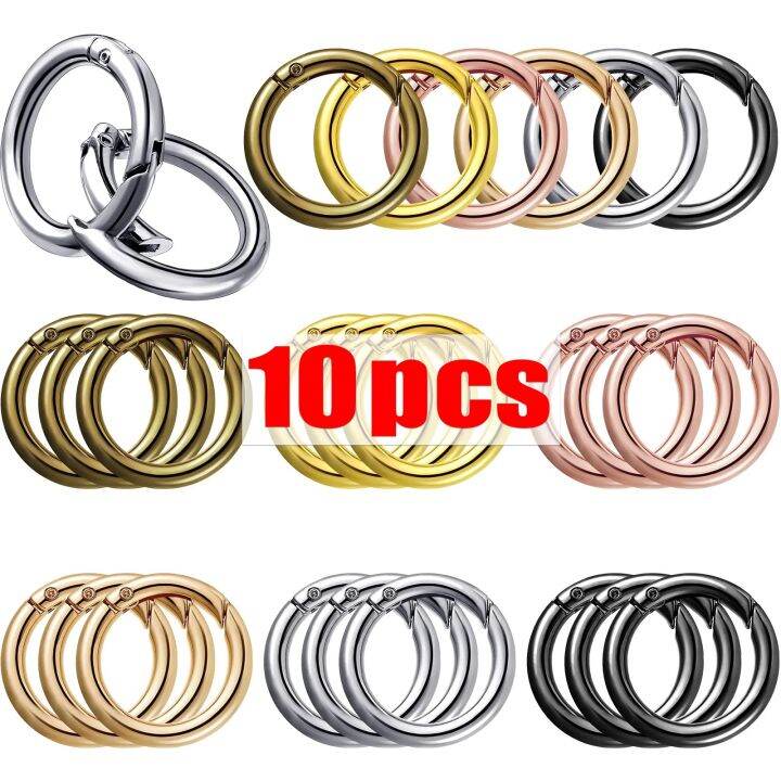 10pcs Metal O Ring Spring Clasps for DIY Jewelry Openable Round ...