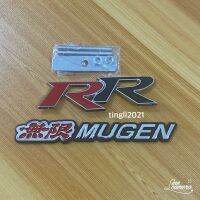 โลโก้กระจังหน้า งานโลหะ RR + MUGEN งานพลาสติก หลังกาว ติดรถ Honda ราคาต่อชุด 2 ชิ้น