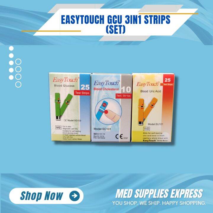 EASYTOUCH GCU 3IN1 STRIPS, (SET) GLUCOSE/CHOL/URIC | Lazada PH