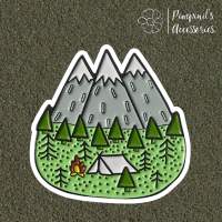 ʕ •ᴥ•ʔ ✿ พร้อมส่ง : เข็มกลัดลายเต็นท์และภูเขา | Tent &amp; Mountain Enamel Brooch Pin.