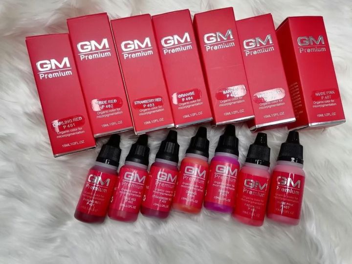 พร้อมส่ง-สีสักปากgm-สีสักปาก-สีgm-ติดไว-การันตีของแท้100-อุปกรณ์สักปาก-สีแดง-สีสักปากติดดี-สีออแกนิค-สีนาโน-สีคุณภาพสูง