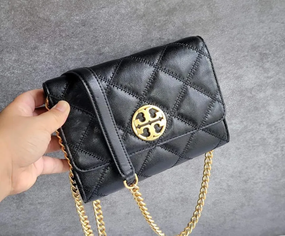 Tory Burch Willa Quilted Leather Chain Wallet Clutch Crossbody Purse Bag  87867