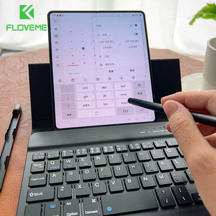 FLOVEME Luxury Leather Wireless Bluetooth Keyboard For Samsung Galaxy Z Fold 5 Fold 4 Z Fold 3