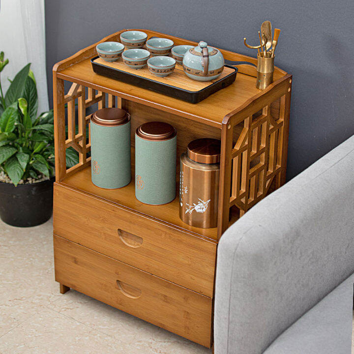 Sideboard Side Narrow Living Room Small Locker Floor Solid Wood Storage Rack