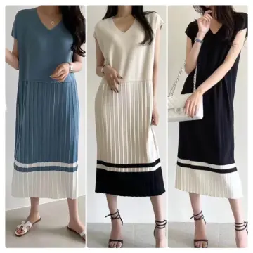 Korean pleated cheap dress