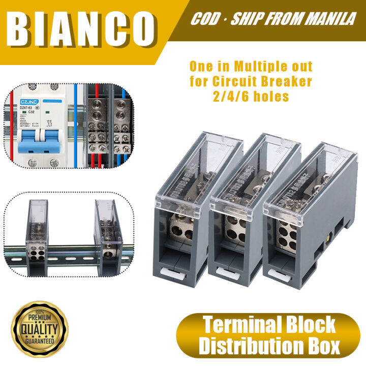 1 in 2/4/6 Out DIN Rail Terminal Connectors Distribution Blocks Box