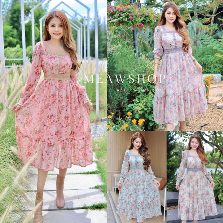 maxidress-สไตล์-วินเทจ-s-2xl-งานลูกไม้-เดรสลายดอก-เดรสยาว-เดรสชีฟอง-ปักฉลุ-ชุดเพื่อนเจ้าสาว-ชุดไปทะเล-ชุดออกงาน-ชุดไปงาน-patcha