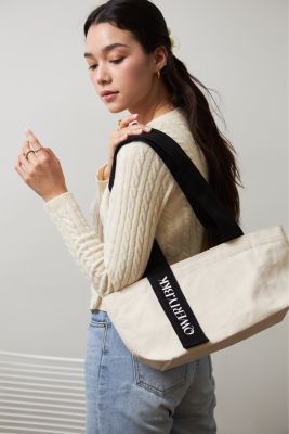 Qwerty.bkk กระเป๋าผ้าแคนวาส canvas 15oz. tote bag : สีดำ-ขาวออฟไวท์