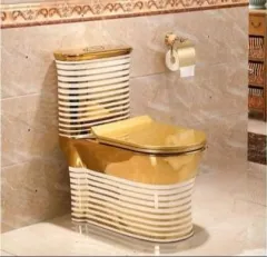 LV Gold Toilet Bowl Electroplating Luxury Toilet Siphonic Dual Flush  Tornado Flush Toilet