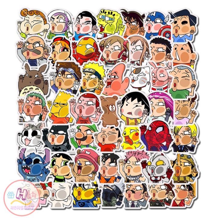 sticker-สติ๊กเกอร์-การ์ตูน-h-284-น่ารัก-50ชิ้น-โปเกม่อน-สไปเดอร์แมน-แบทแมน-โคนัน-นารูโตะ-ดราก้อนบอล-วันพีช-ชินจัง-totoro-ซิมสัน-ลูฟี่-batman-มาเวล-marvel-pokemon-พิคาจู-conan-spider-man