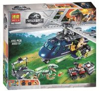 ตัวต่อเลโก้ Compatible with Lego Jurassic Blue Helicopter Tracking 75928 Dinosaur Assembled Building Blocks Childrens Toy 10925