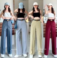 รุ่น Basic pants 1 หู หน้าเรียบ  ทรงลุง กระบอกกลาง  ดีเทลน่ารัก เอวสูงปี๊ด ทรงสวย เก็บพุง ผ้าทิ้งตัว ไม่ขึ้นขน