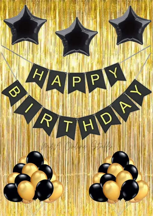 Black and Gold Theme Birthday Party Complete Bundle Package Set Lazada PH