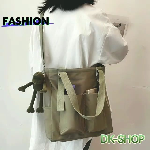 Tote Bag With Zipperjapanese Multi Pocket Crossbody Canvas 