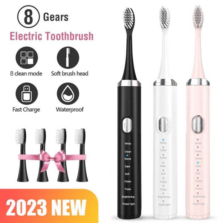 Sonic Electric Toothbrush USB Rechargeable 8 Cleaning Modes Remove