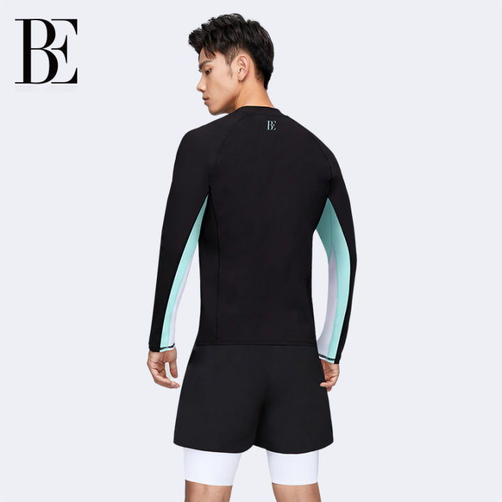be-vandan-ชุดว่ายน้ำผู้ชายสินค้าใหม่2023เสื้อกีฬากลางแจ้งเนื้อยืดหยุ่นกันแดดแขนยาวป้องกันคลอรีนแรงพิเศษ