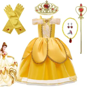 Girls Princess Bell Inspired Dress, Girls Belle Costume Beauty and The  Beast, Belle Dress, Disney Princess Dresses