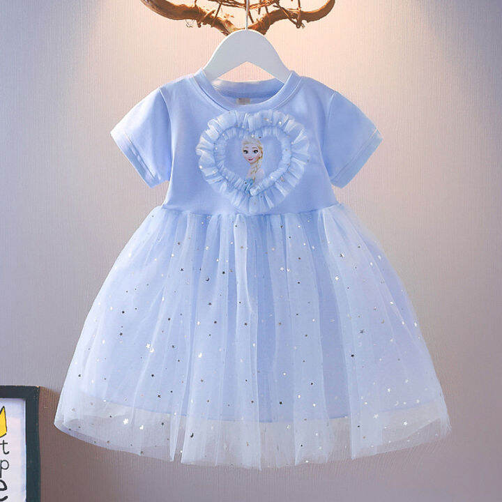 Princess Elsa Skirt Girls' Dress Summer 2023 New Western Style Aisha ...