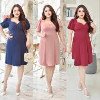 Janny เดรสสาวอวบ Bigsize Plussize XXL Oversize ชุดราตรี ชุดออกงาน ผ้ามิลิน