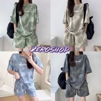 Zero SHOP?พร้อมส่ง?(Zero-DX-Urban™-9155)ชุดเสื้อ+กางเกงขาสั้น ลายมัดย้อมใส่สบายมาก 06