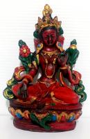 Resin Statue Of Green Tara In Maroon Red Color 13cm