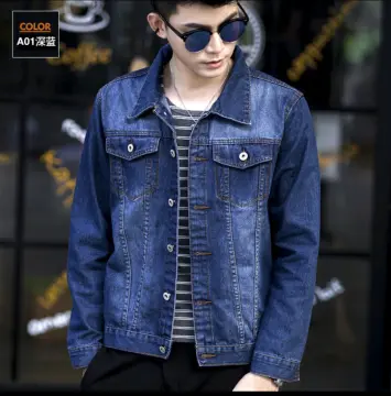 Men's Daily Streetwear Frayed Patchwork Flap Detail Button Up Denim Jacket  In BLUE
