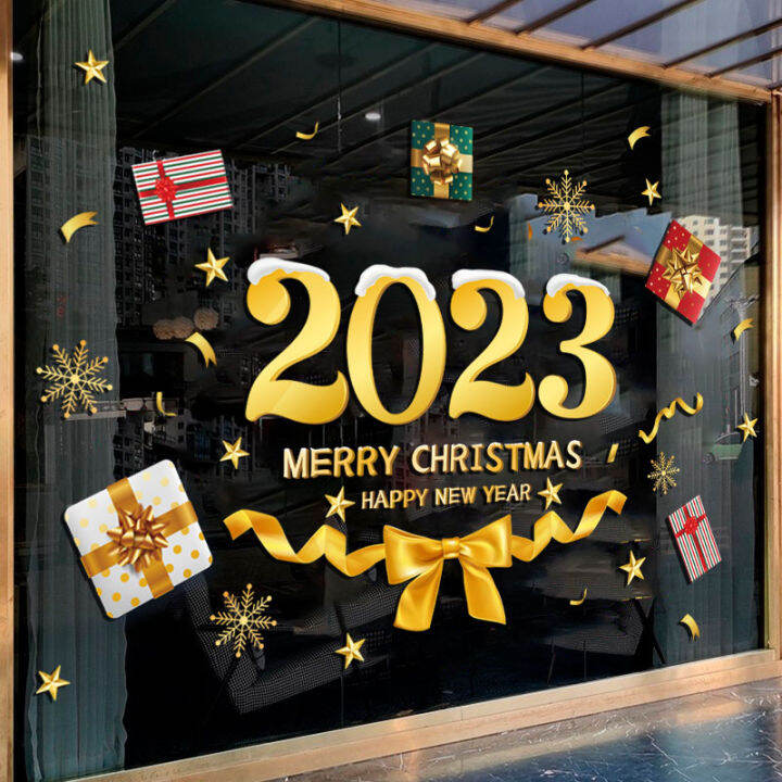 Golden 2023 Christmas New Year's Day Decorations Layout Scene Dress up ...