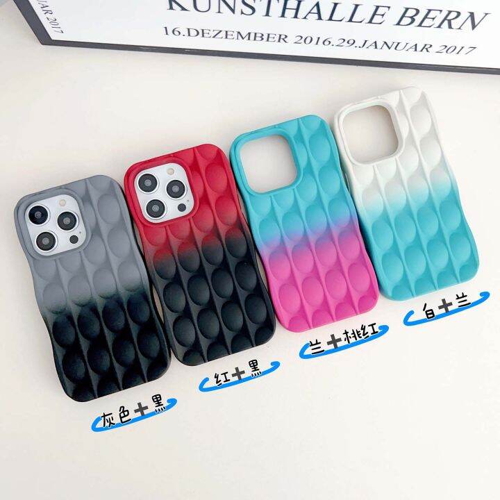Pinch Gradient Color Wave Liquid Silicone Case For iPhone