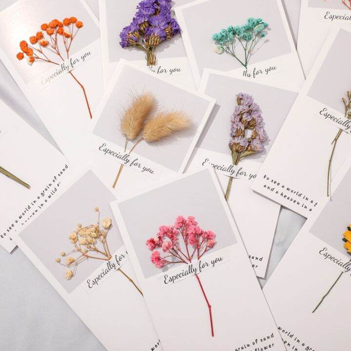 Korean Creative INS Dry Flower Greeting Blessing Invitation Wishes Card ...