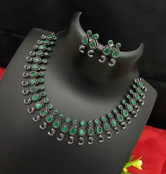 Popular Grey Necklace Set Saree and Grey Necklace Set Sari Online Shopping