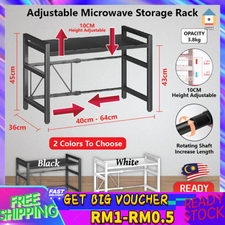 【Malaysia Spot Sale】Expandable Microwave Oven Rack Shelf Kitchen