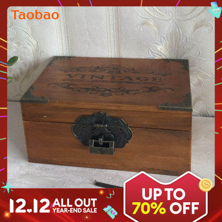 Storage Box with Lock Certificate Box Household Small Box Solid Wood