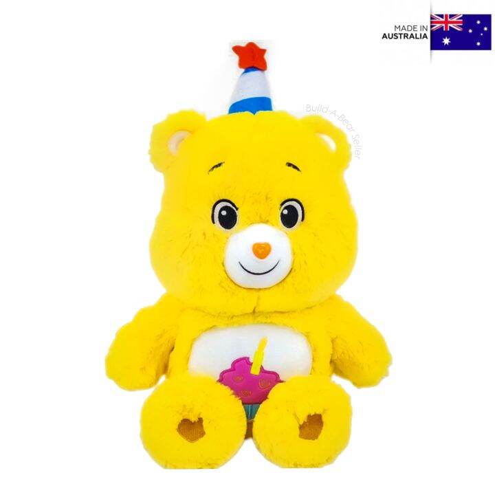 aus-พร้อมส่ง-ตุ๊กตาแคร์แบร์ออสเตรเลีย-สินค้าใหม่-birthday-bear-with-sound-รุ่นวันเกิด-สีเหลือง-มีเสียงเพลง-สินค้าแท้