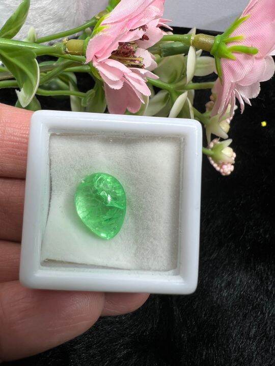 lab-emerald-pear-cabochon-7-30-carats-size-10x12mm-1-pieces-พลอย-columbia-โคลัมเบีย-green-nbsp-emerald-nbsp-มรกต-ผลิตจาก-สวิส-lab-corundum-hardness-9-พลอยสั่งเคราะเนื้อแข็ง