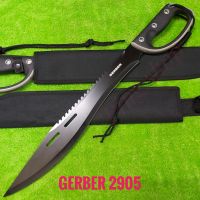 อุปกรณ์เดินป่า มีดเดินป่า มีดยาว มีดสปาต้า มีดพกเดินป่า GERBER 2905 ใบดำด้ามเป็นกำบังมือสวยๆ คมๆ น้ำหนักดี พร้อมซองผ้าไนลอน น่าสะสม พกพาเดินป่า 60cm