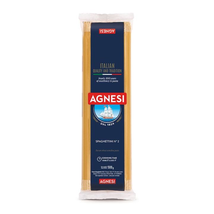 แอคเนซี เส้นสปาเก็ตตี้ เบอร์ 2 500 กรัม Agnesi SPAGHETINI N2 500 g. 1 pc