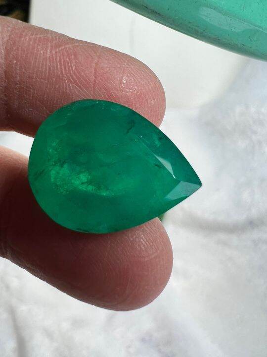 พลอย-columbia-โคลัมเบีย-green-doublet-emerald-มรกต-very-fine-lab-made-oval-shape-17x23-มม-mm-28-กะรัต-1เม็ด-carats-พลอยสั่งเคราะเนื้อแข็ง