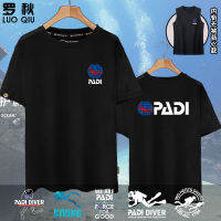 Padi เสื้อยืดแขนสั้นผ้าฝ้ายแท้แบบใหม่ของสหพันธ์ดำน้ำว่ายน้ำโลกนักดำน้ำอิสระเสื้อผ้าแขนสั้นสำหรับทั้งผู้ชายและผู้หญิง