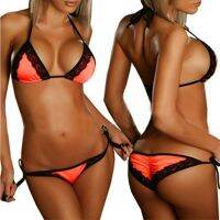 Orange/Black Low Waist Sexy Bikini Set ชุดว่ายน้ำสุดเซ็กซี่สไตล์ชุดบิกินี่เอวต่ำผูกโบว์ข้าง สีส้มขลิบลูกไม้ดำ เนื้อผ้ายืดหยุ่นได้ 

ทั้งชุดประกอบด้วย
1. ชุดบิกินี่แบบคล้องคอผูกหลัง
แต่งลูกไม้สีดำเพิ่มความเซ็กซี่
2. กางเกงในบิกินี่เอวต่ำผูกโบว์ข้าง
แต่งลูก