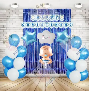 Christening set up store for baby boy