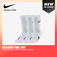 Nike Unisex Everyday Crew Basketball Socks (3 Pairs) - White ไนกี้ ถุงเท้าบาสเก็ตบอล ยูนิเซ็กส์ (3 คู่) - สีขาว