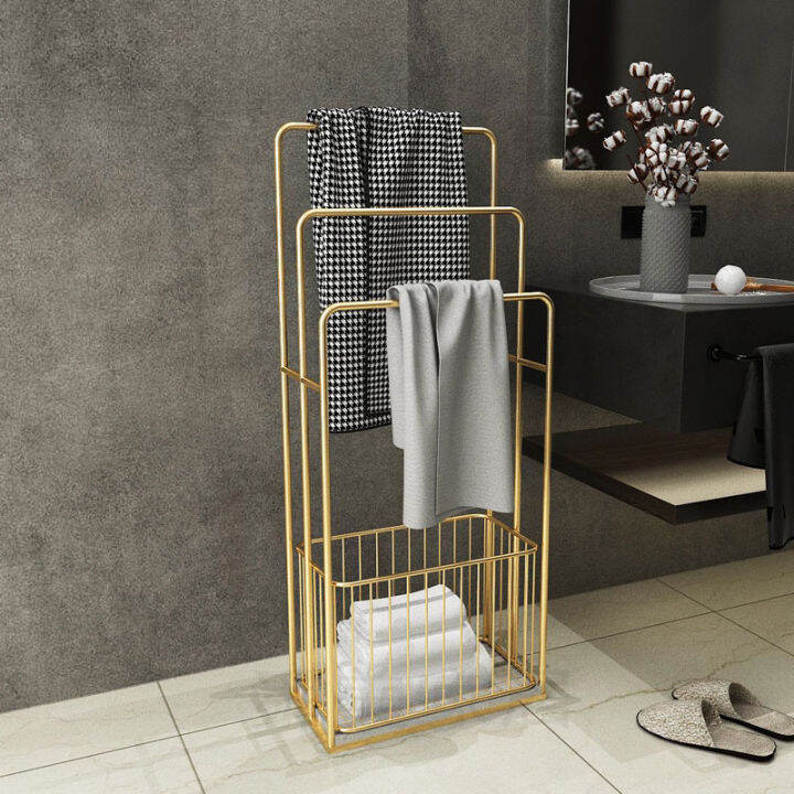 Light Luxury Towel Rack Floor Bath Towel Rack Bathroom Storage Rack Iron  Art Bathroom Hanging Cloth Rack Toilet Storage Rack | Lazada Singapore
