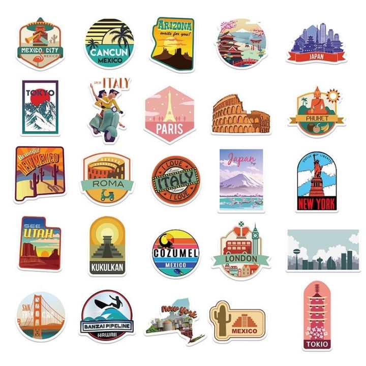 sticker-สติ๊กเกอร์-travel-115-ท่องเที่ยว-50-ชิ้น-เดินทาง-ภูเขา-เดิน-ป่า-แคมป์ปิ้ง-วินเทจ-ญี่ปุ่น-ประเทศ-ทะเล-london