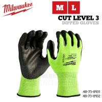 ถุงมือกันบาด A3 Milwaukee High Visibility Cut Level 3 Polyurethane Dipped Gloves