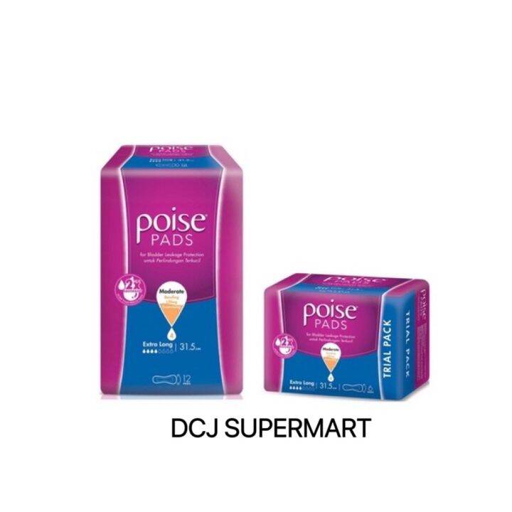 Poise Pads Extra Long 31.5cm 12/6 Pads Lazada