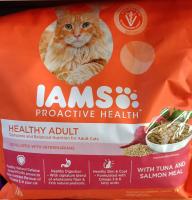 อาหารแมวเม็ด ยี่ห้อ IAMS HEALTHY ADULT สูตรแมวโต รสปลาทูน่าและแซลมอน ขนาด1กิโล (1ถุง)