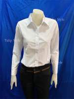 เสื้อเชิ๊ตผู้หญิง Body Shirt ผ้า Cotton สีขาว/ดำ แขนยาวเข้ารูป