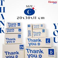 กล่องไปรษณีย์ Thank you [เบอร์C]แพ็คละ 10 ใบ กล่องพัสดุน่ารักๆ