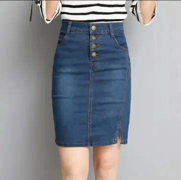 High waisted denim skirt yellow hotsell